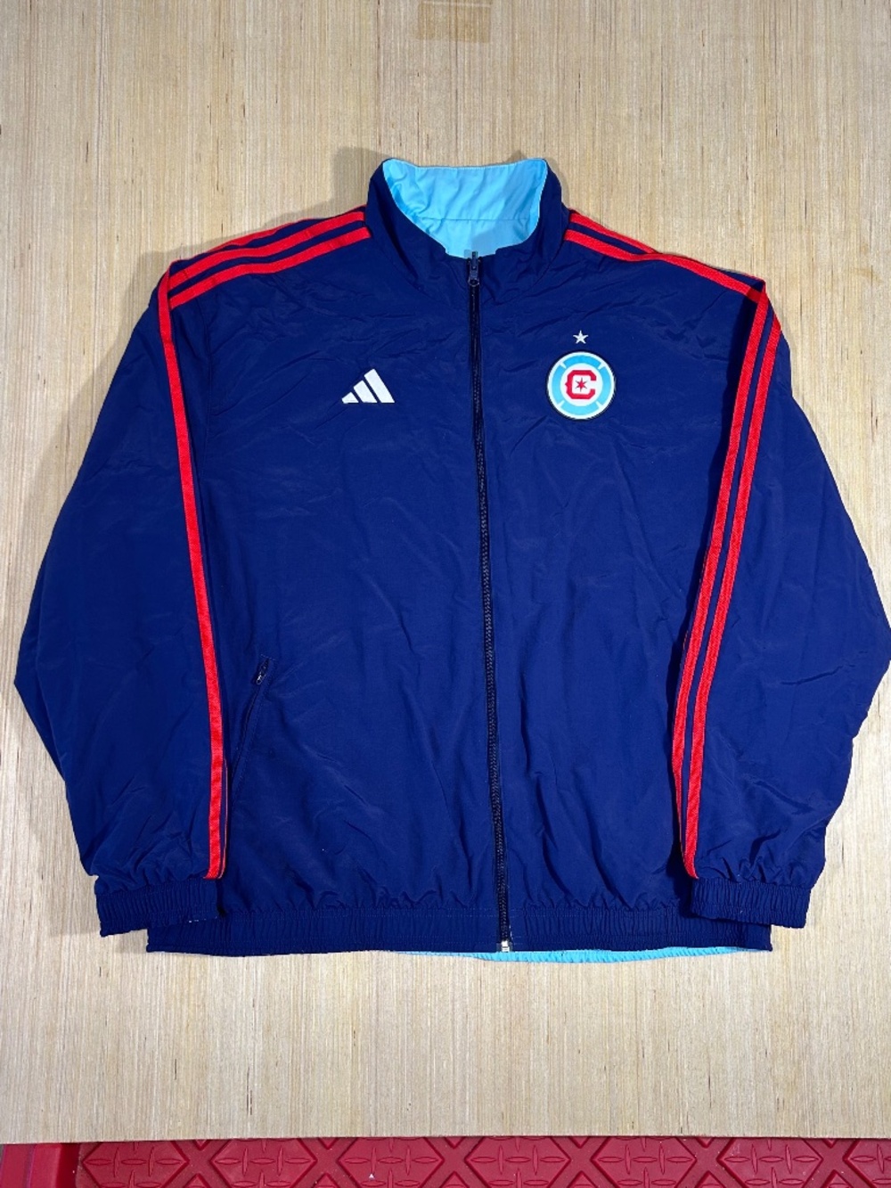 Adidas Chicago Fire FC MLS Football Training Windbreaker Jacket Reversible Mens